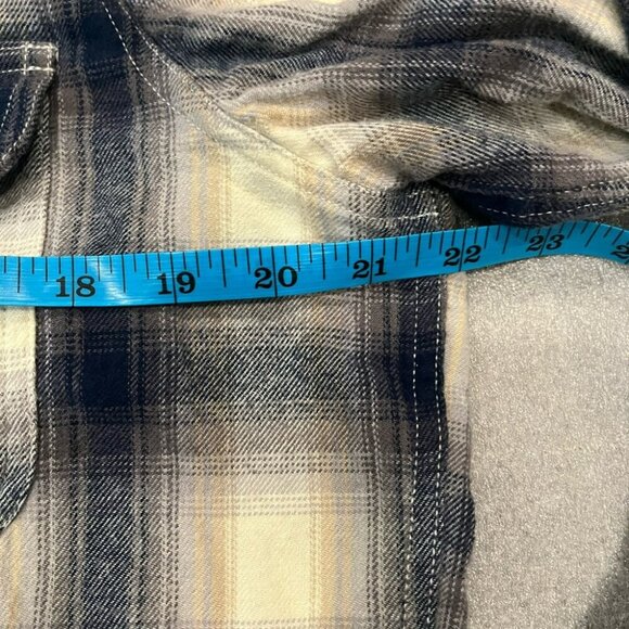 [L] Treasure&Bond Trim Fit Blue Gray Plaid Cotton LS Button Shirt - Picture 6 of 9